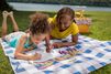 Large Crayon Classpack, 400 count, 8 colors. Woman and girl coloring outside on a blanket.