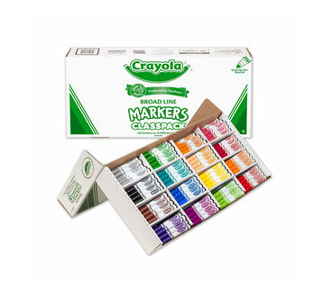 Crayola Broad Line Markers Classpack, 256 count, 16 colors packaging and contents