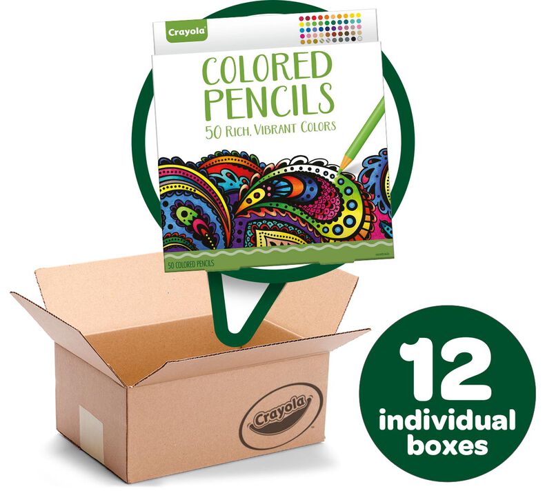 Colored Pencils Bulk Case, 12 Individual Boxes, 50 Count Each