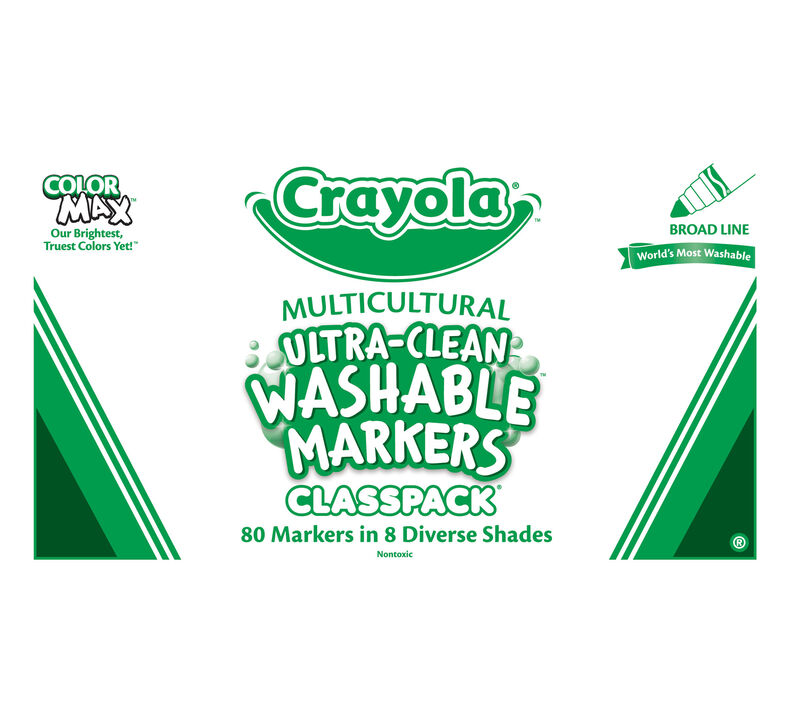 Multicultural Ultra-Clean Washable Markers Classpack, 80 Count, 8 Colors
