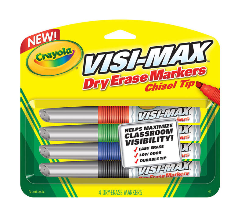 Visi-Max Dry-Erase Broad Line Markers, 4 Count