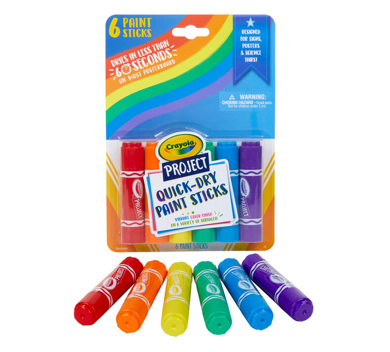 Kwik Stix™ Solid Tempera Paint Sticks, Primary Colors, 6 Per Pack