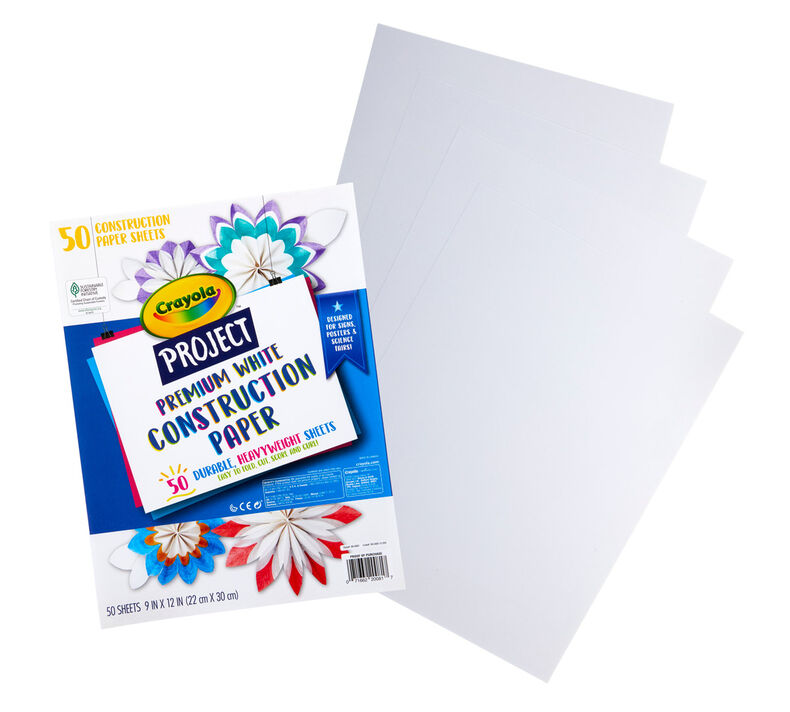 Delta Education Construction Paper, White, Pack of 50
