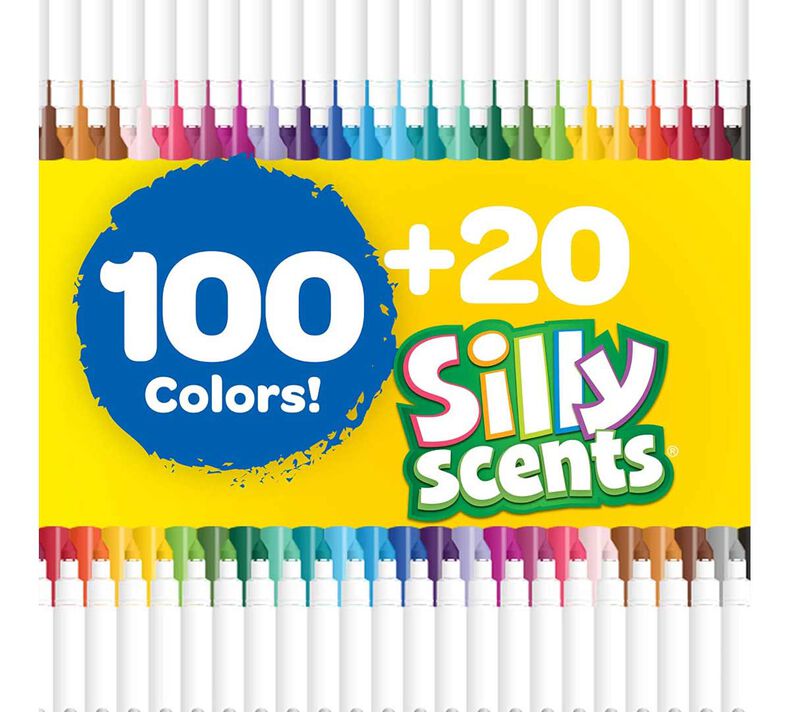 100 Ct Super Tips Washable Markers with 20 Ct Silly Scents Markers
