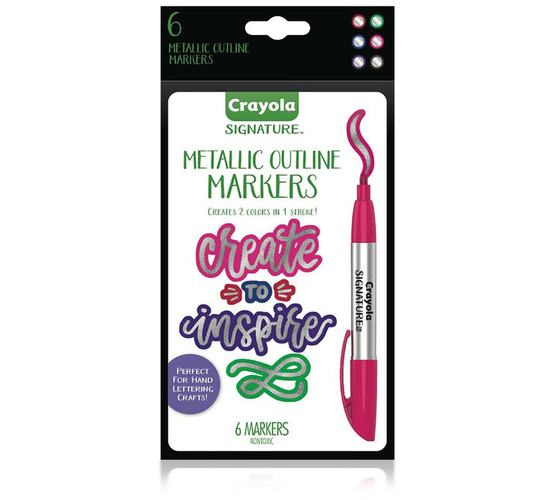 Crayola Metallic Marker Lettering on Black Paper 