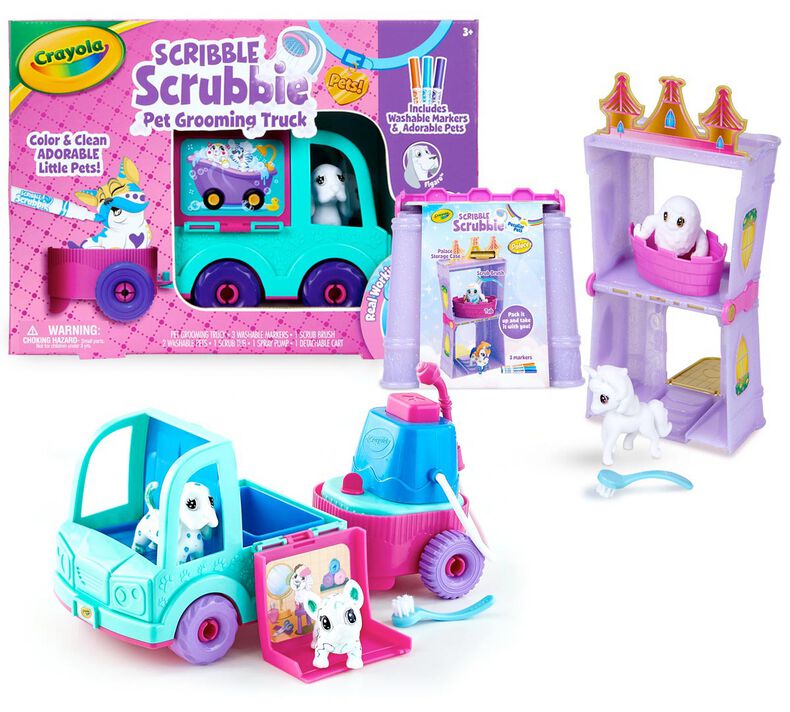Scribble Scrubbie Pets Pet Grooming Truck & Peculiar Pets Palace Playset