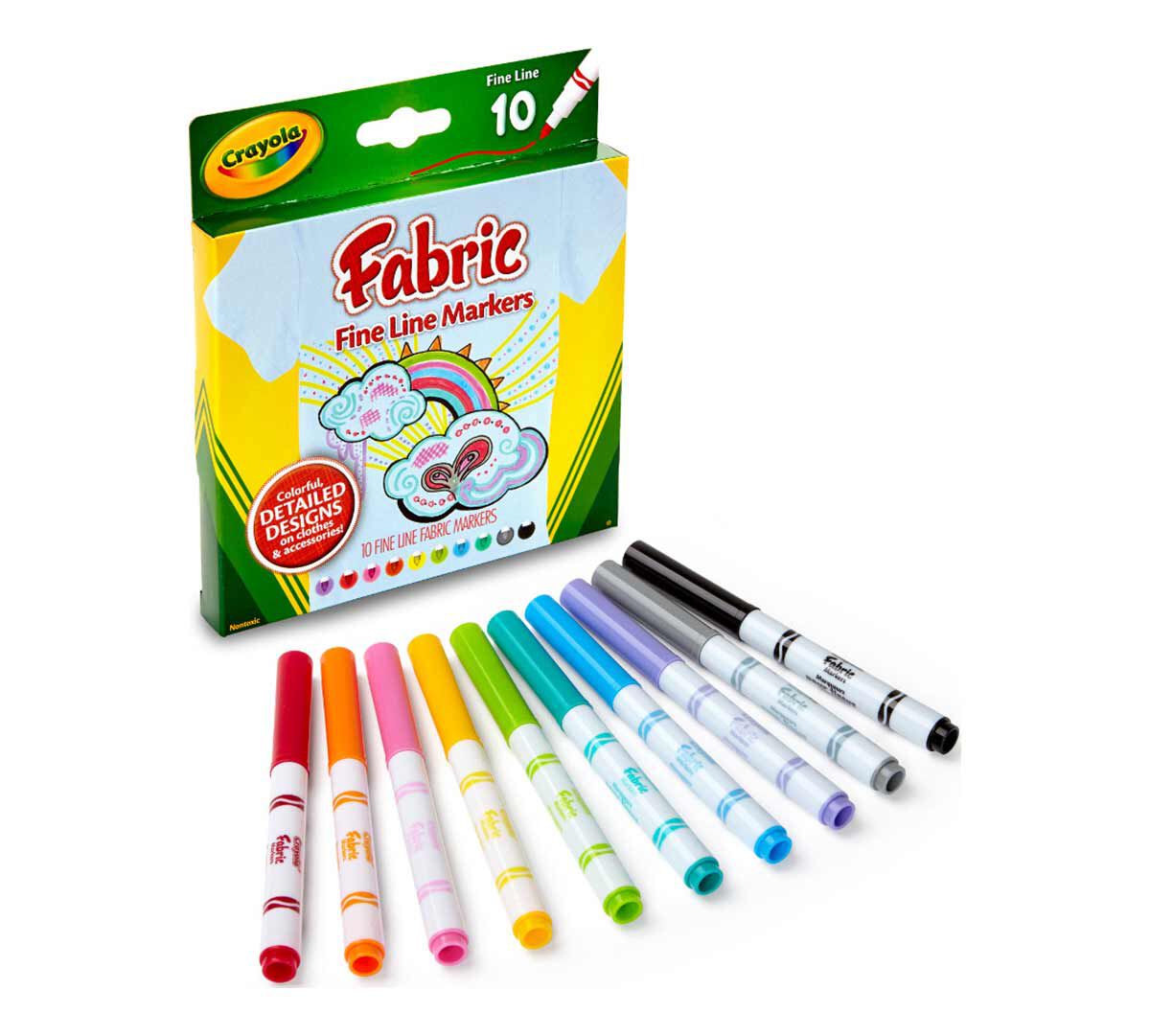 Permanent Fabric Markers Fine Line 10 Count Crayola Crayola