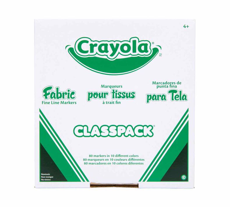 Crayola Fabric Marker Classpack, Broad Bullet Tip, Assorted Colors, 80/Set  (588215)