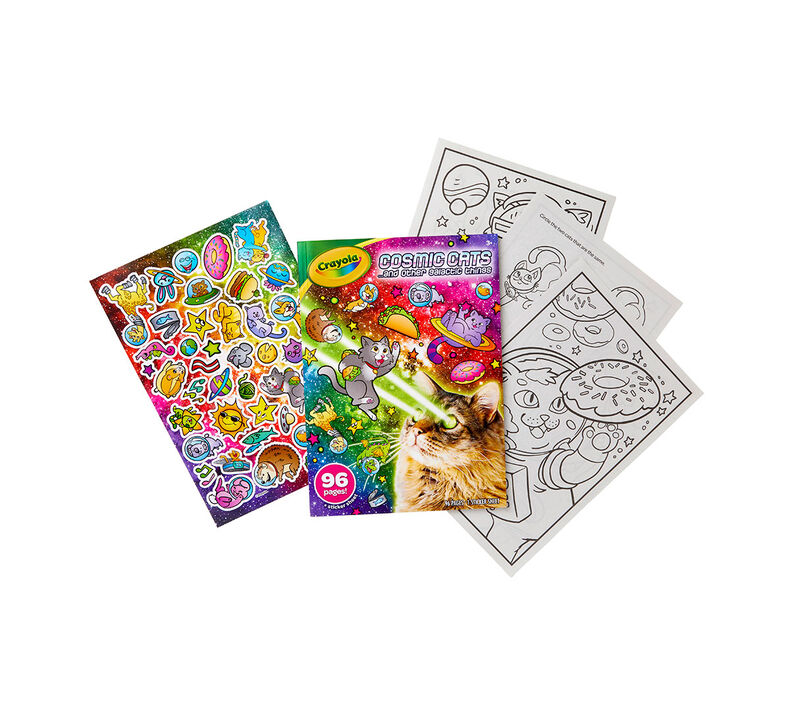 Cosmic Cats Coloring Kit with Metallic Crayons