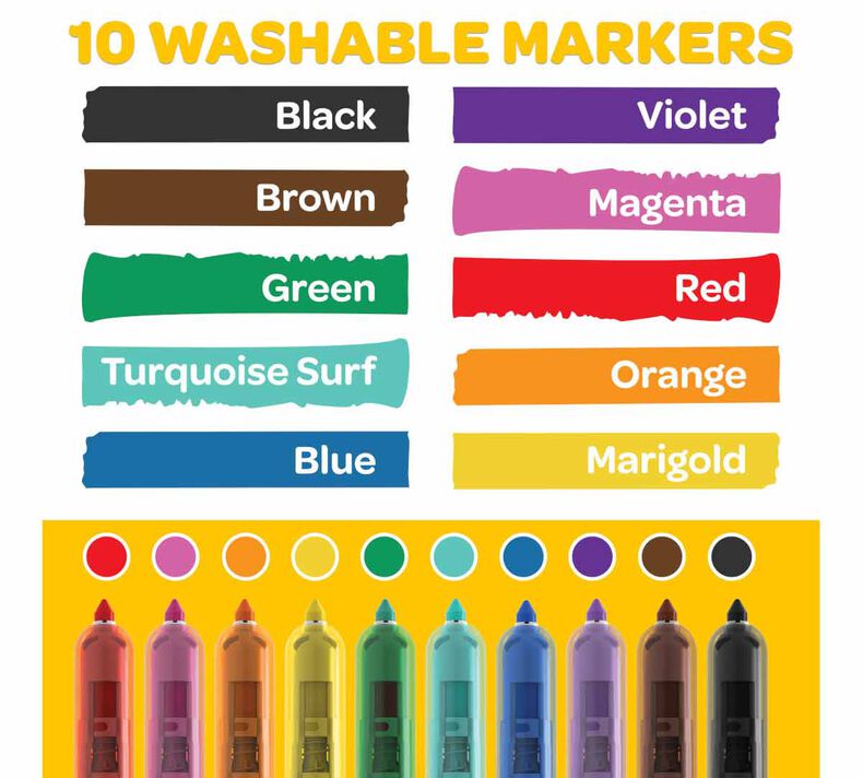 Crayola Clicks Retractable Markers (10ct), Washable Markers for