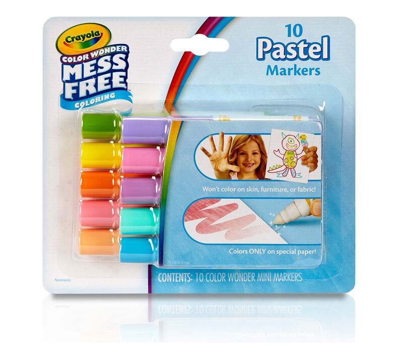 Color Wonder Mess Free Mini Markers, Pastel Colors, 10 Count