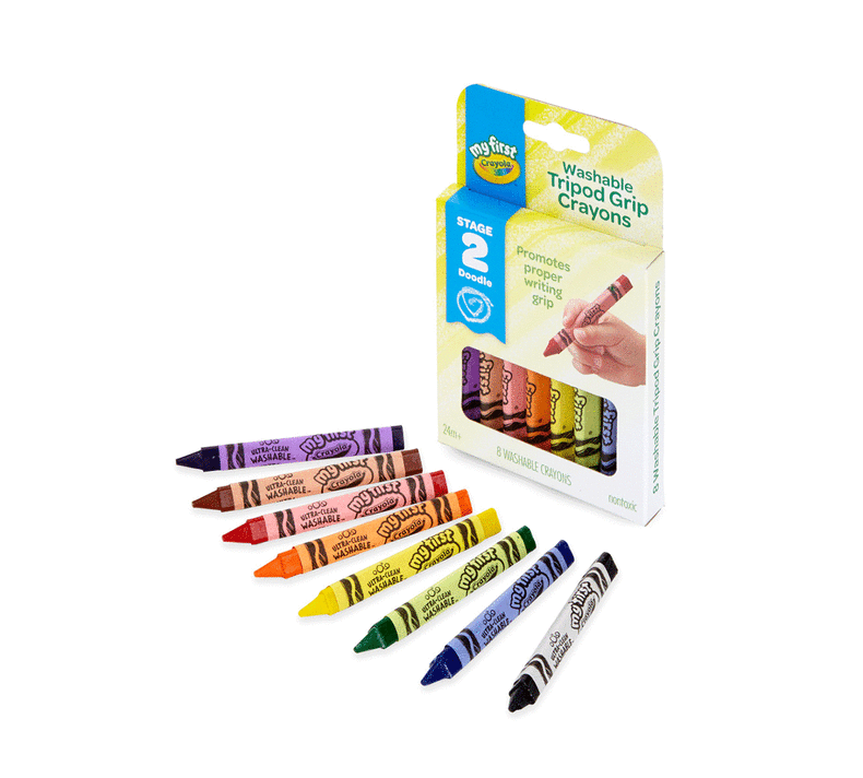 My First Crayola Washable Tripod Grip Crayons, 8 count