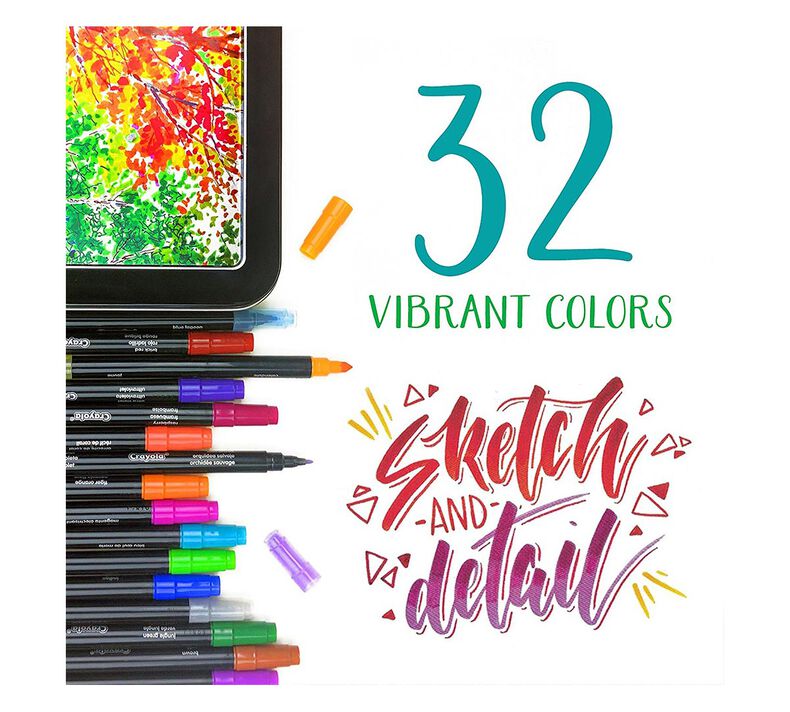 Premium Double-Tipped Alcohol Markers Brush Tip - 48-Color Set - Vibrant  Colors