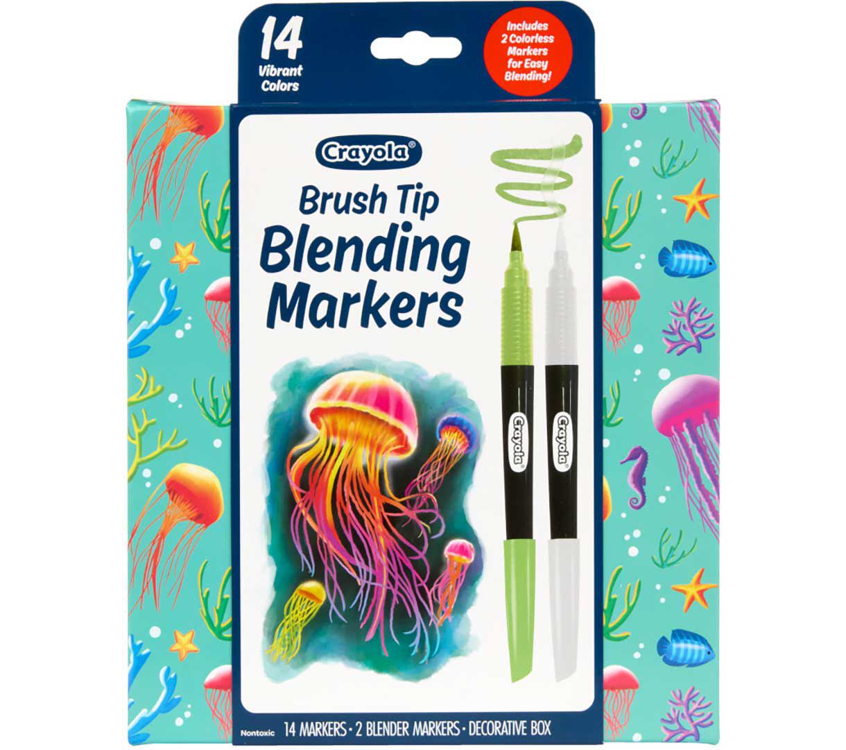 Brush Tip Blending Markers, 16 count. front view.