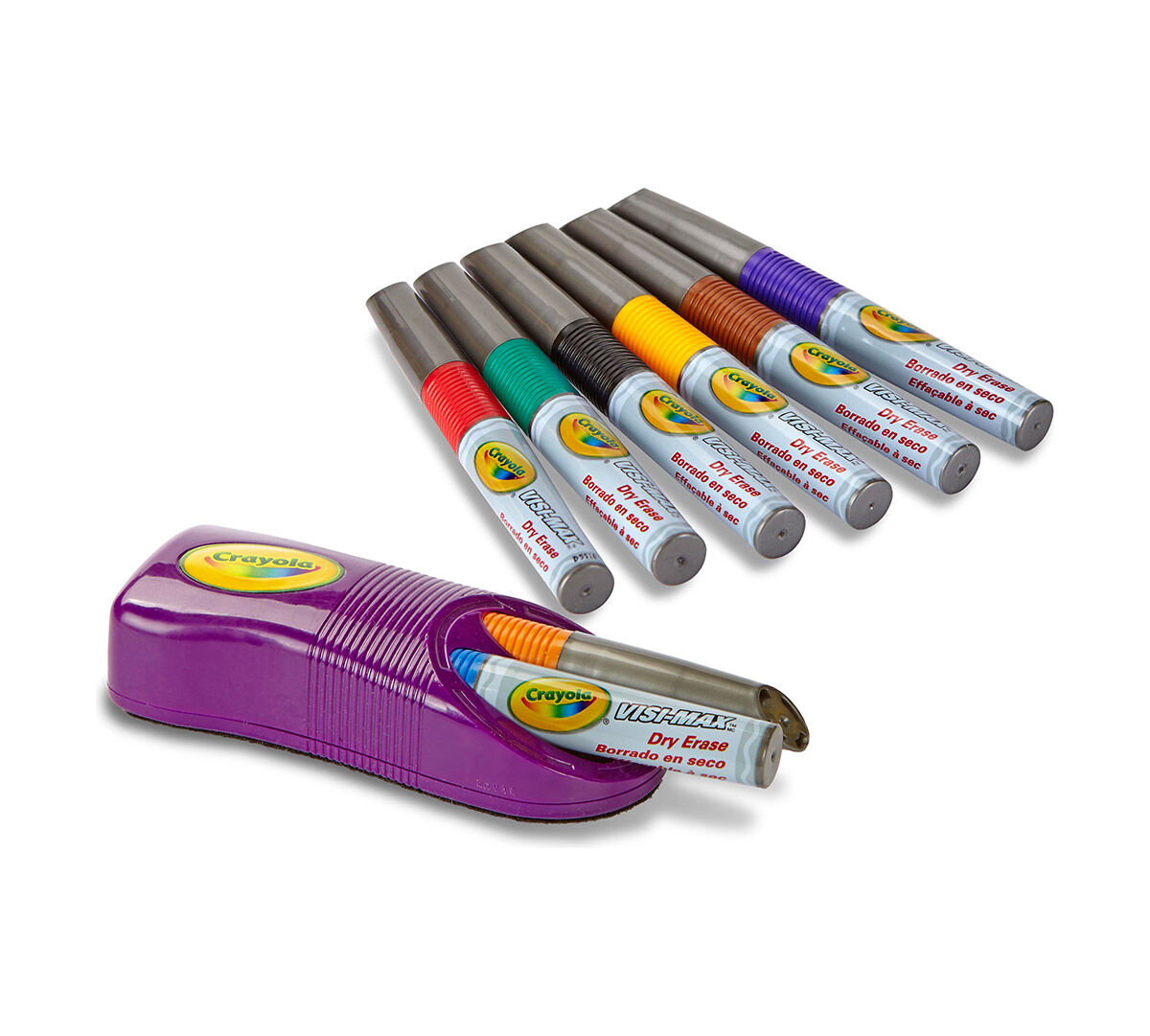 Dry Erase Marker & Eraser Set, VisiMax, 8 colors, Chisel Tips