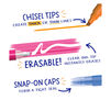 Take Note Erasable Highlighters - Create think or thin lines with chisel tips and erase instantly with clear ink. Snap on caps provide a tight seal. 
