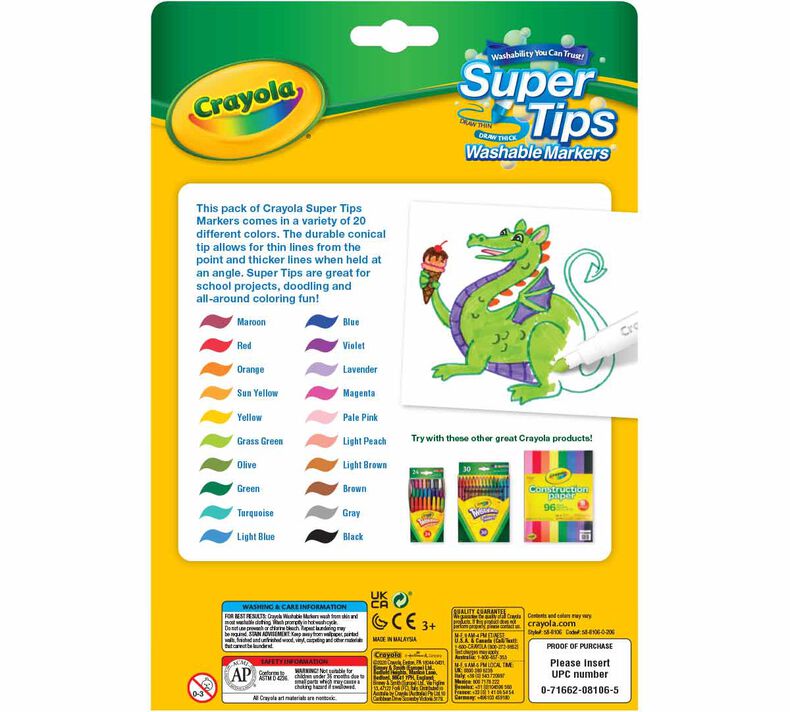 Washable Super Tips Markers, 50 Count