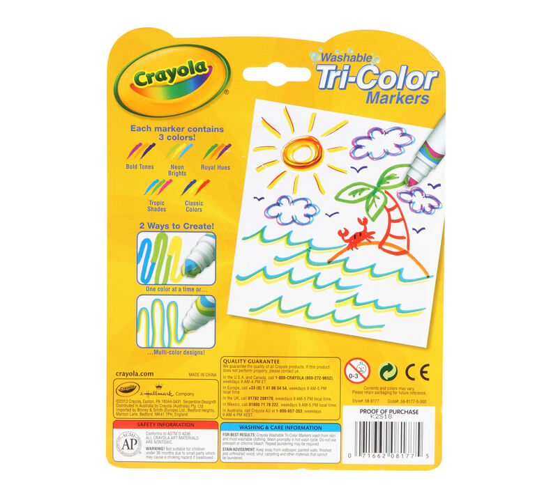 Washable Tri-Color Markers