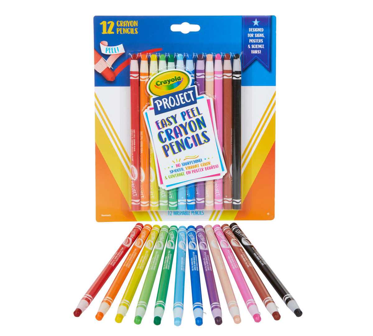 Easy Peel Washable Crayon Pencils 12 Count Crayola Crayola