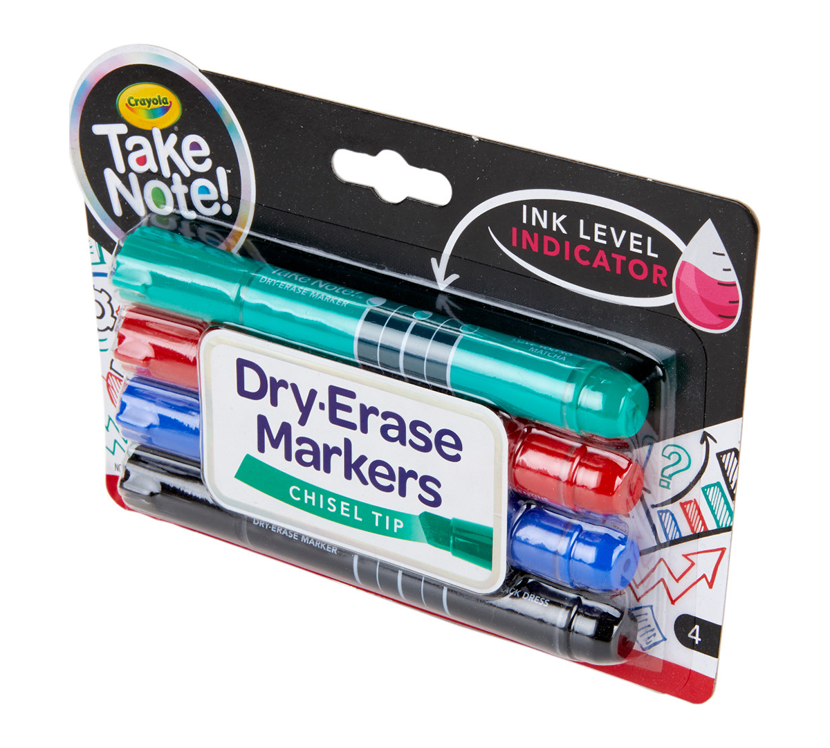 Low Odor Dry Erase Markers, Chisel Tip, 4 Count Crayola