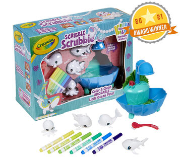 Crayola Scribble Scrubbie Pets Blue Lagoon Playset. 2021 Award Winner.  packaging and contents
