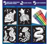 Deep Sea Creatures Glow Fusion Coloring Set. 5 Deep Sea Creatures coloring pages. 2 blank pages. 5 Glow Markers