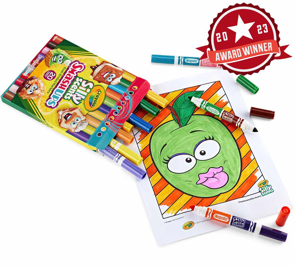 Silly Scents SmashUps Dual Ended Markers with 2023 award winner seal.
