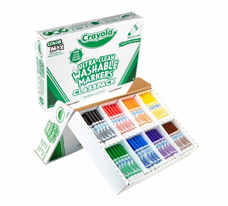 Crayola Ultra-Clean Washable Markers, Fine Tip, Assorted Colors, Set of 8