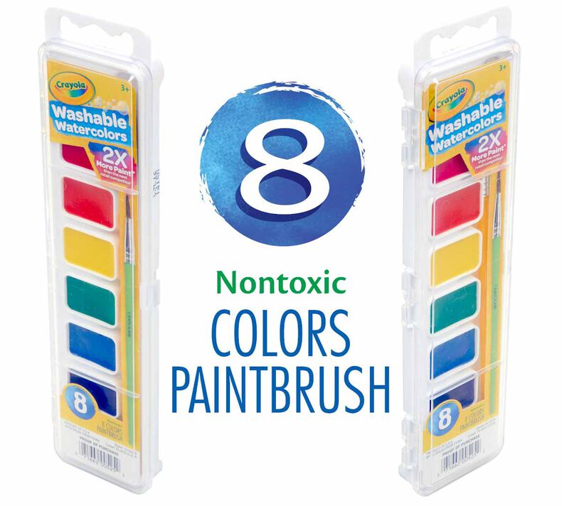 Washable Watercolor Paints, 8 Count