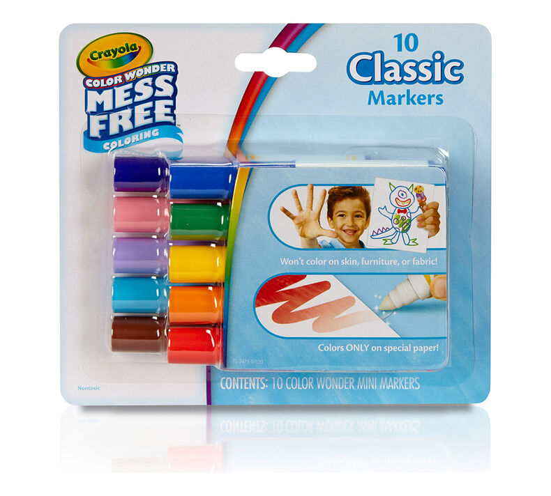Color Wonder Mess Free Mini Markers, Classic Colors, 10 Count