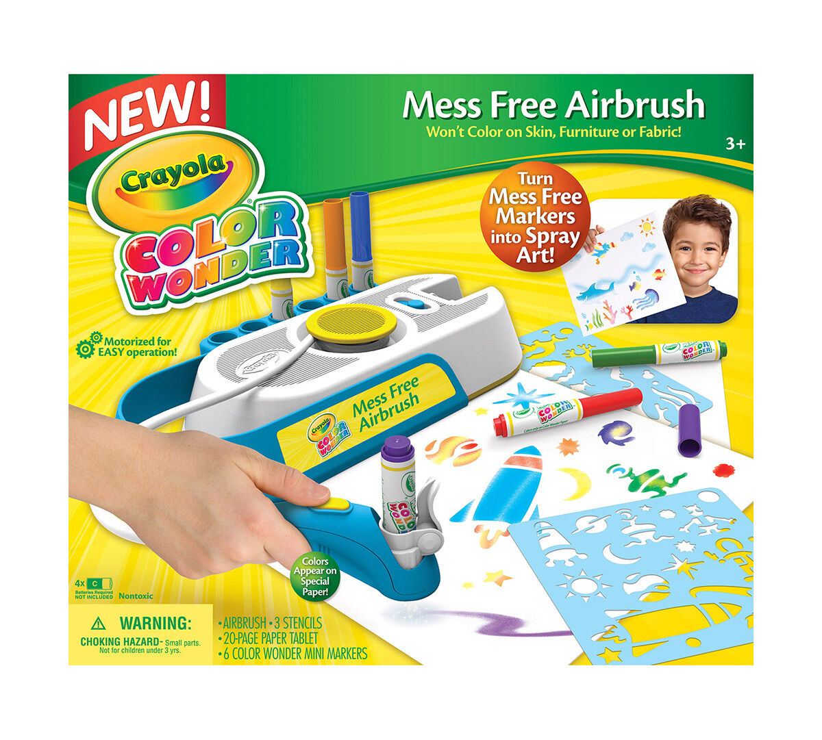 Airbrush Marker and Stencil Pack Crayola CW Mess Free Airbrush 