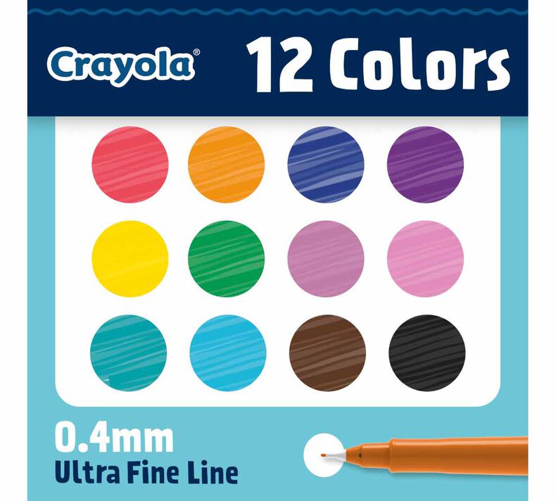 Crayola - 12 Feutres à dessiner ultra lavables (pointe fine