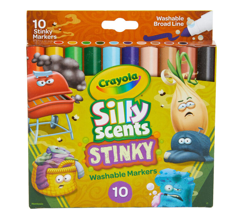 Silly Scents Stinky, Washable, Broad Line Markers, 10 Count