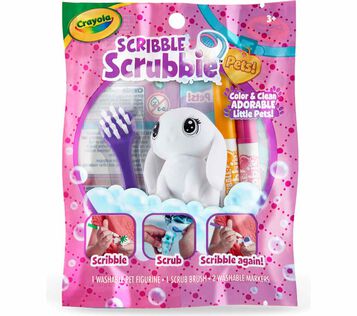Scribble Scrubbie Pets, 1 count, pink, Clyde front view.