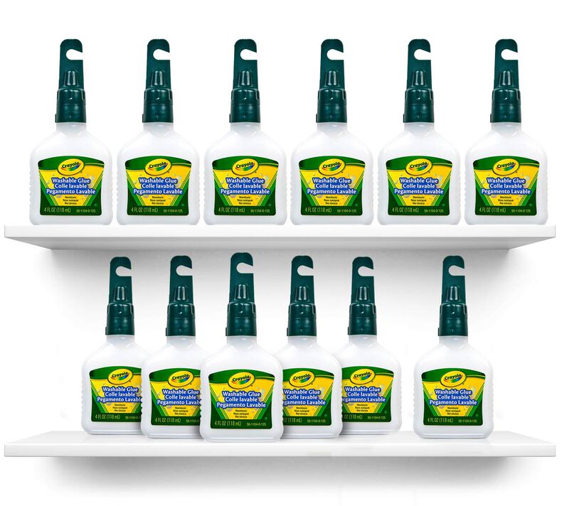 Washable No-Run School Glue Bulk Case, 12 Individual Bottles 4oz each.