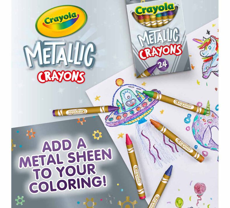 Crayola Metallic Crayons - 1.1 Length - Metallic - 24 / Pack