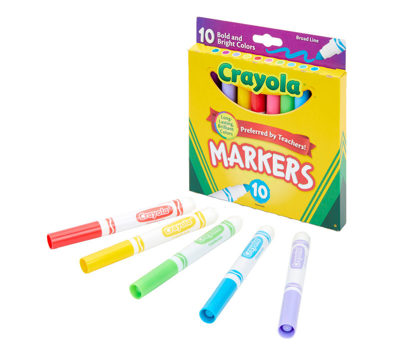 Broad Line Markers, Bold & Bright Colors, 10 Count