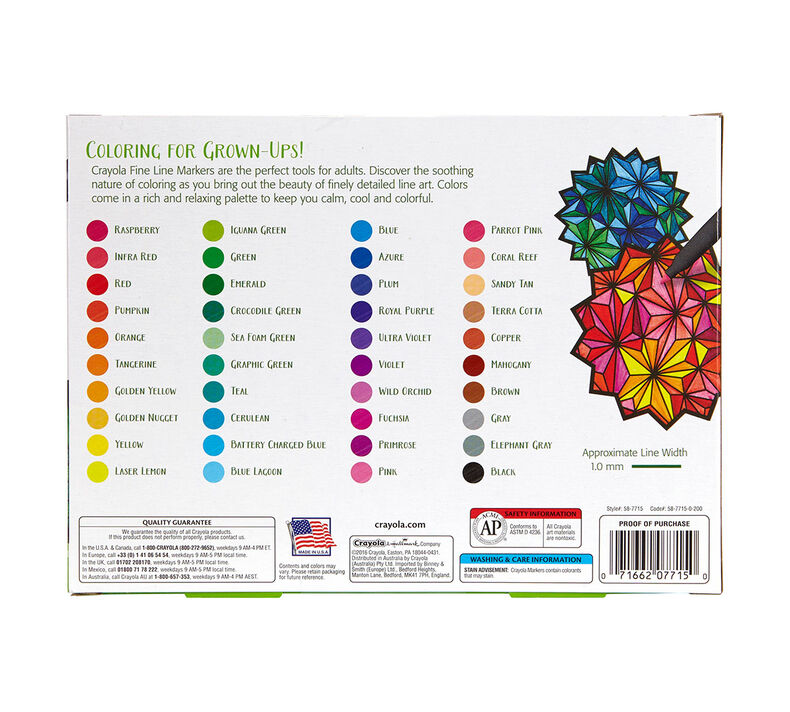 GetUSCart- Crayola Fine Line Markers Adult Coloring Set, Kids Indoor  Activities At Home, Gift, 40 Count
