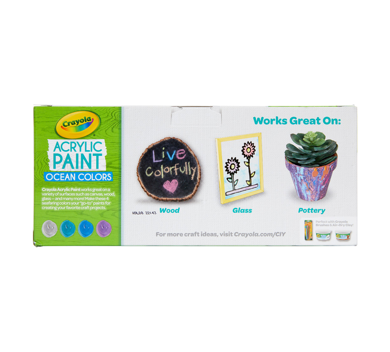 Multi-Surface Acrylic Paint, Ocean Colors, 4 Count