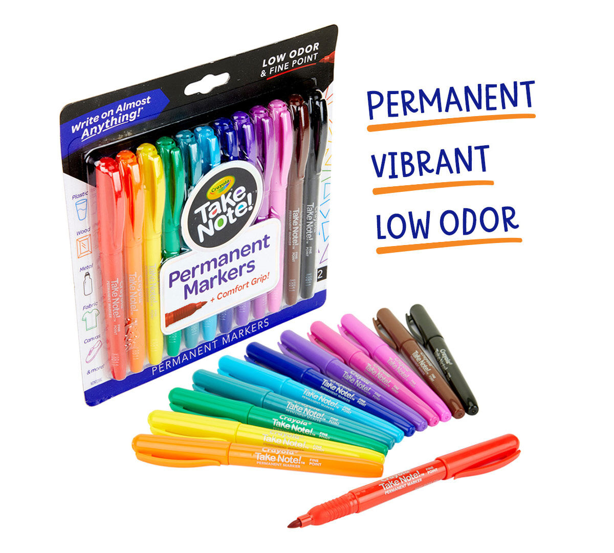 Take Note! Permanent Markers, 12 Count Crayola