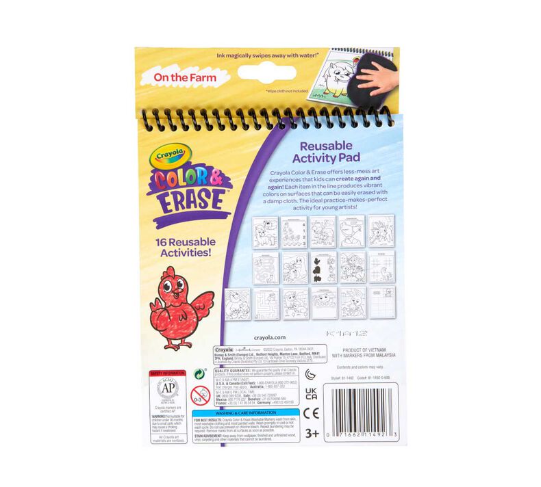 On the Farm Color and Erase Reusable Activity Pad with Markers