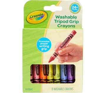 Washable Triangular Grip Crayons, 8 Count Washable Triangular Grip Crayons, 8 count front view.