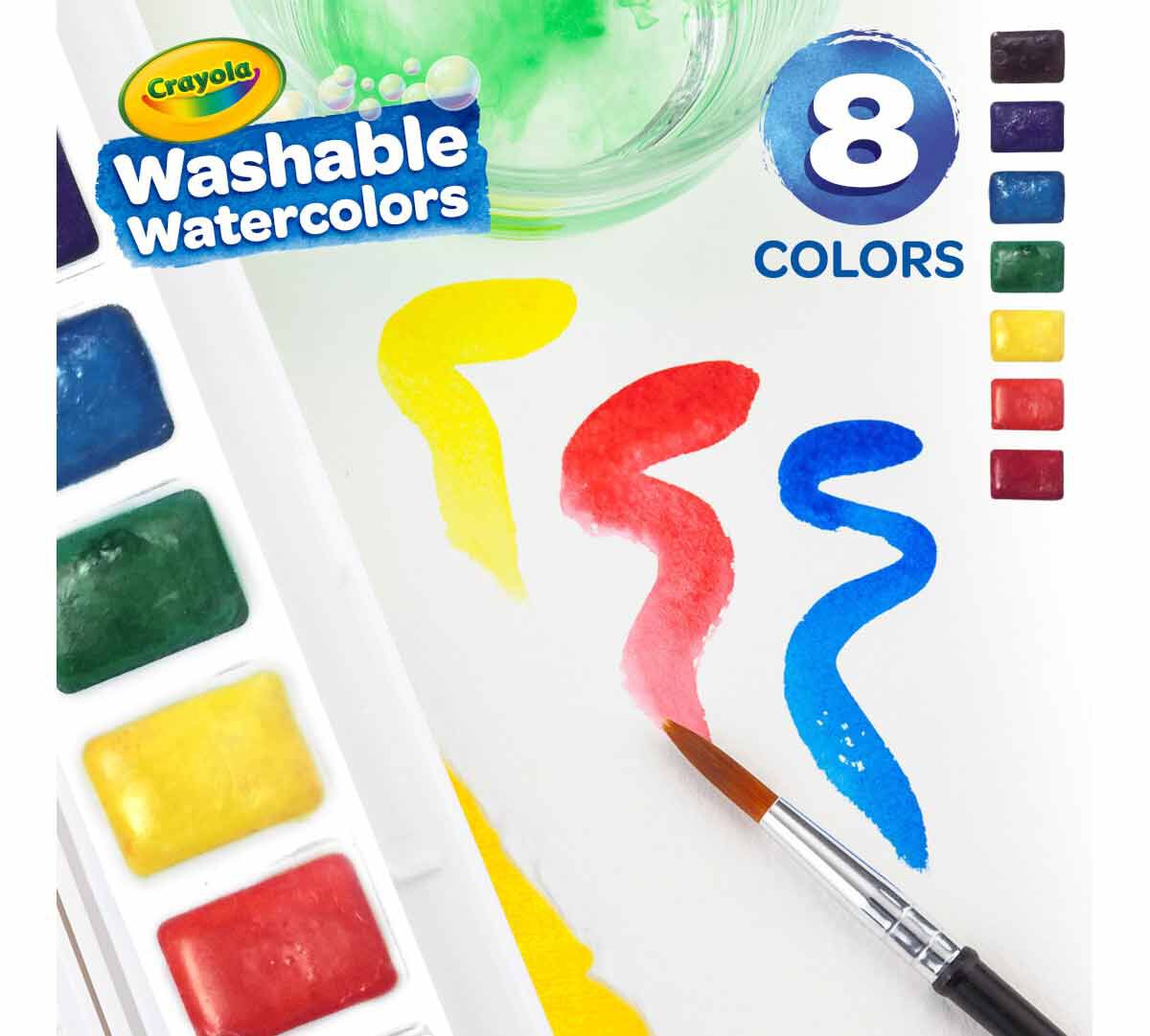 8 Washable Watercolors, Paint Set For Kids Crayola