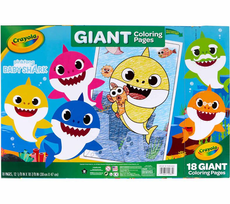 Baby Shark Giant Coloring Pages, 18 Pages