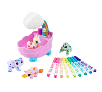 Scribble Scrubbie Peculiar Pets Rainbow Tub Set rainbow tub, 4 washable pets, and markers.