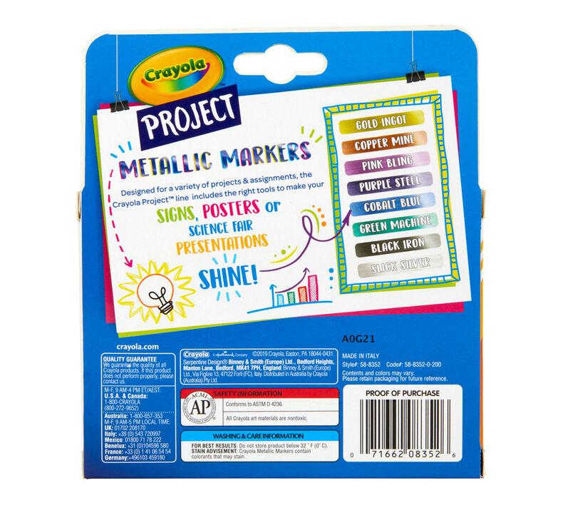 Crayola Project Metallic Markers, 8 Count