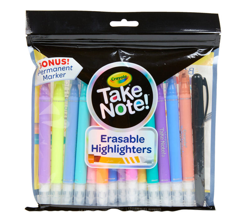 Take Note 14 Count Erasable Highlighters & 1 Bonus Permanent Marker