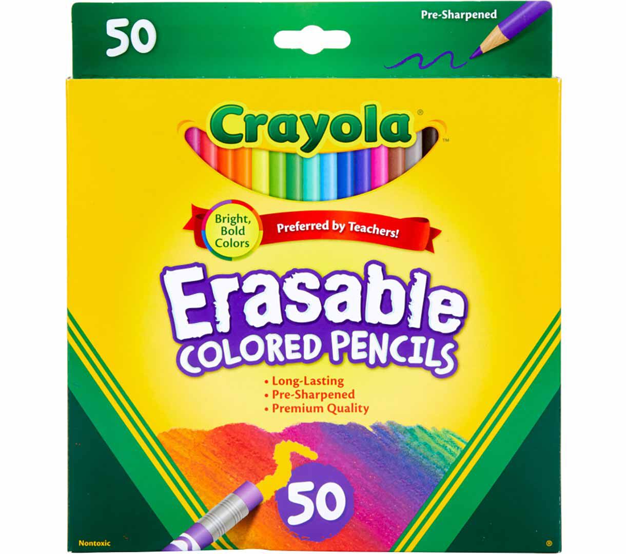 Erasable Colored Pencils, 50 count front view.
