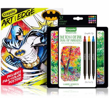 Art with Edge Batman Coloring Book and Signature Sketch and Detail Markers