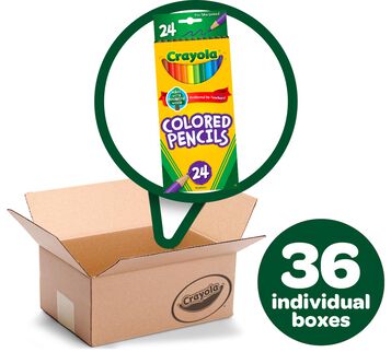Colored Pencil Bulk Case, 36 Individual Boxes, 24 Count Each